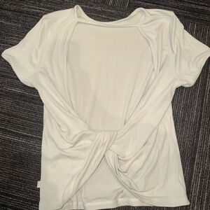 Twist-Back Soft Ribbed Short-Sleeve Top